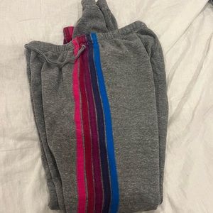 Aviator Nation sweatpants five striped gray